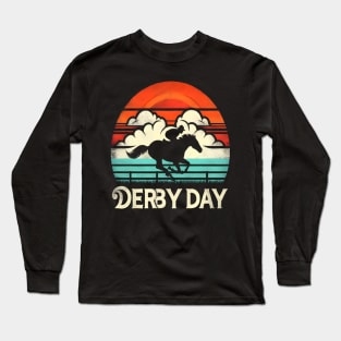 Cute Horse 150th Derby Day 2024 Horse racing Fascinator Long Sleeve T-Shirt